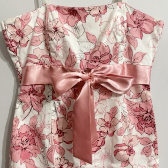 Vintage Y2K Strapless Dress Size 9 Juniors Pink White Floral Sequins Hearts - Picture 3 of 6